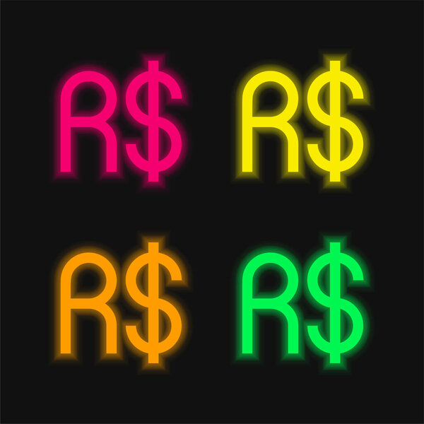 Бразильский настоящий четырехцветный светящийся неоновый вектор