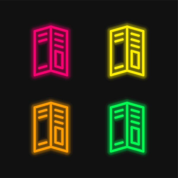 Big Brochure four color glowing neon vector icon