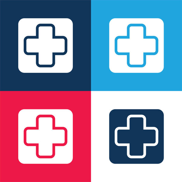 Add Button blue and red four color minimal icon set