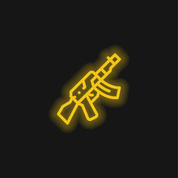 stock vector Assault Rifle yellow glowing neon icon