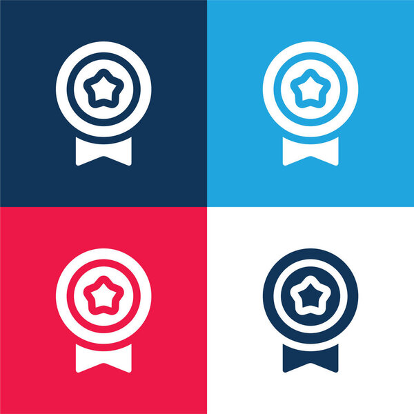 Badge blue and red four color minimal icon set