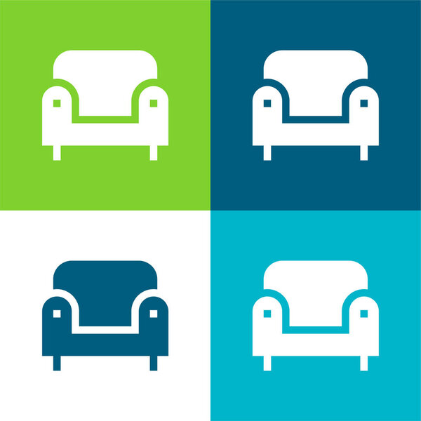 Armchair Flat four color minimal icon set