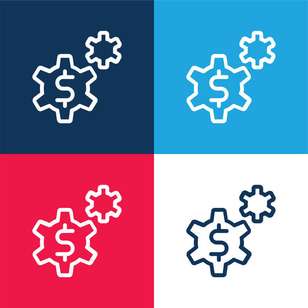 Application blue and red four color minimal icon set