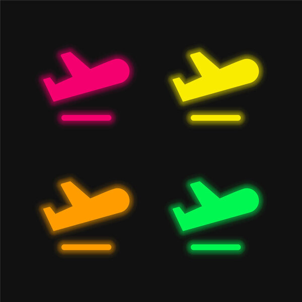 Airport Departures Sing four color glowing neon vector icon