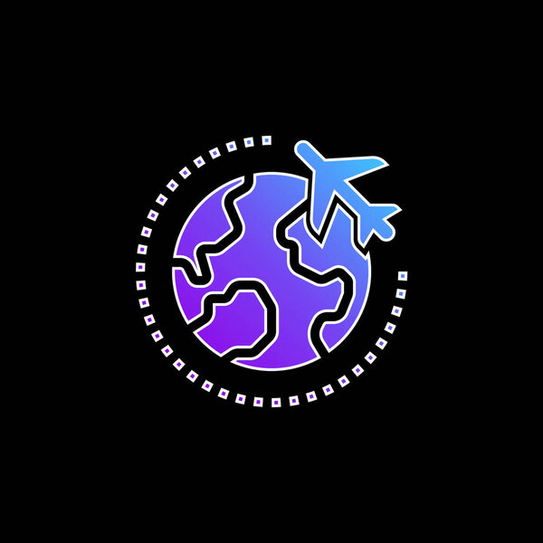 Значок синего градиента самолёта