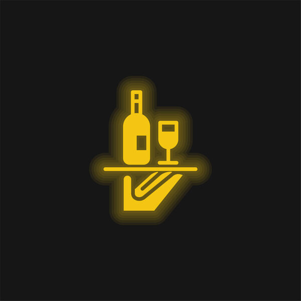 Bar Service yellow glowing neon icon