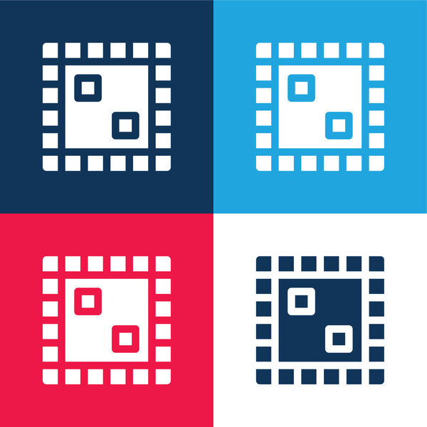 Board Game blue and red four color minimal icon set