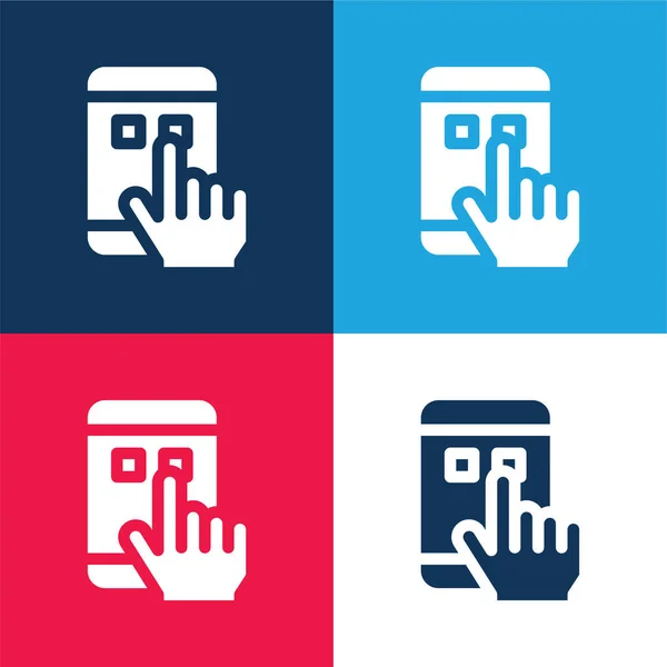 App Blu Rosso Quattro Colori Minimo Set Icone — Vettoriale Stock