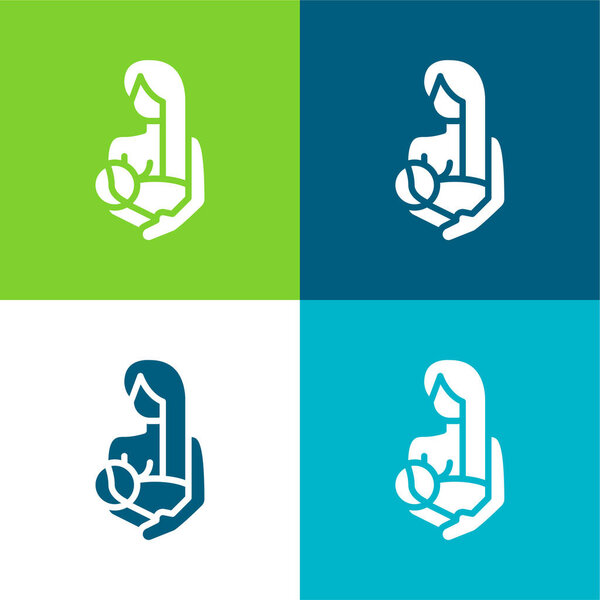 Breastfeeding Flat four color minimal icon set