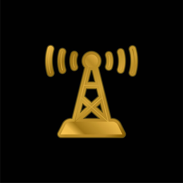 Antenna gold plated metalic icon or logo vector