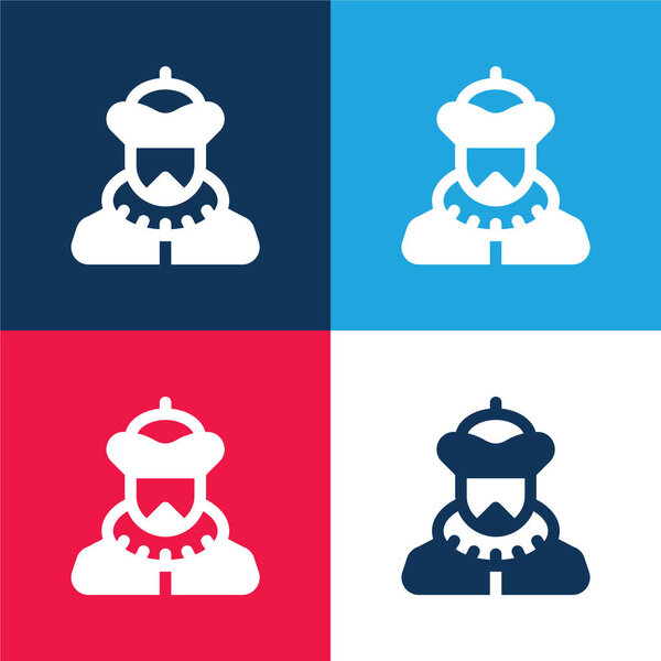 Baron blue and red four color minimal icon set