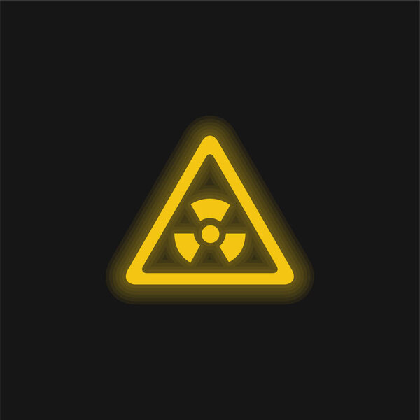 Треугольный сигнал тревоги желтый светящийся неоновый значок