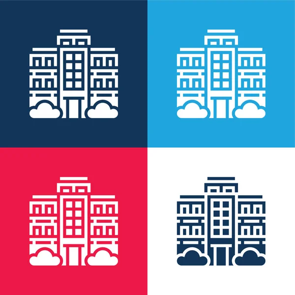 Appartement Blauw Rood Vier Kleuren Minimale Pictogram Set — Stockvector