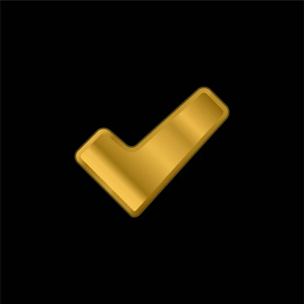 Aprovar Sinal Banhado Ouro Ícone Metálico Vetor Logotipo — Vetor de Stock
