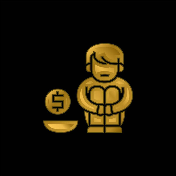 Alms gold plated metalic icon or logo vector