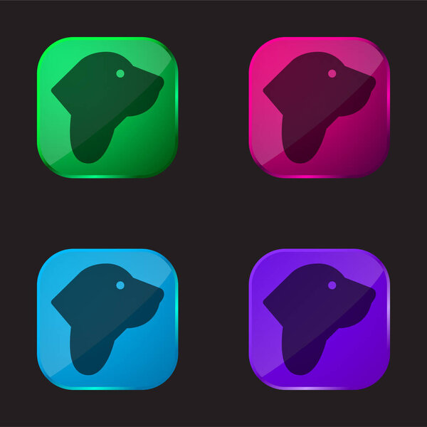 Basset Hound four color glass button icon