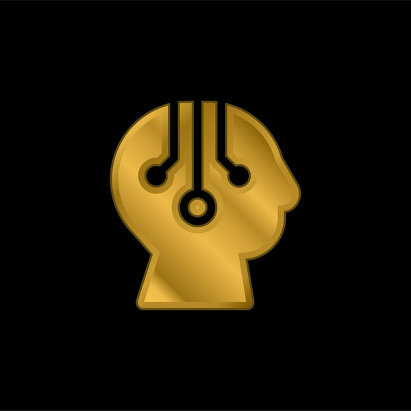 Позолоченная металлическая икона искусственного интеллекта или вектор логотипа