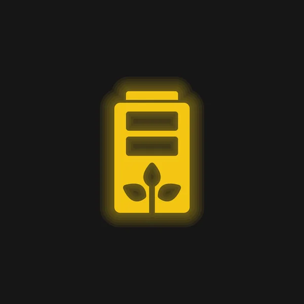 Желтый Светящийся Значок Батареи — стоковый вектор