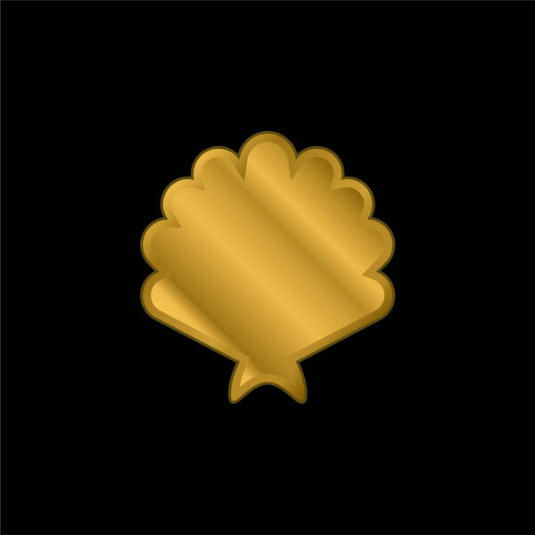 Big Shell gold plated metalic icon or logo vector