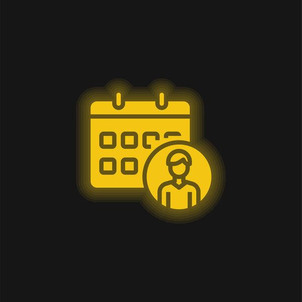 Appointment yellow glowing neon icon