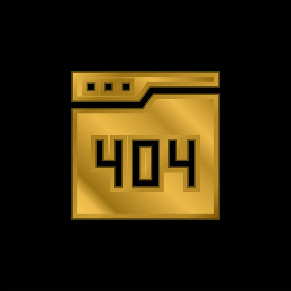 404 Error gold plated metalic icon or logo vector