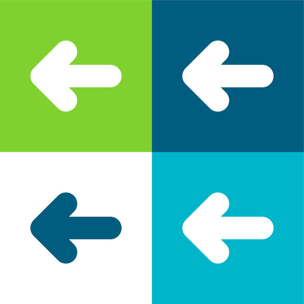 Back Flat Four Color Minimal Icon Set — Stock Vector