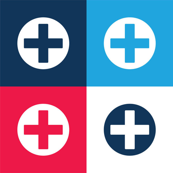 Add Button Circle blue and red four color minimal icon set