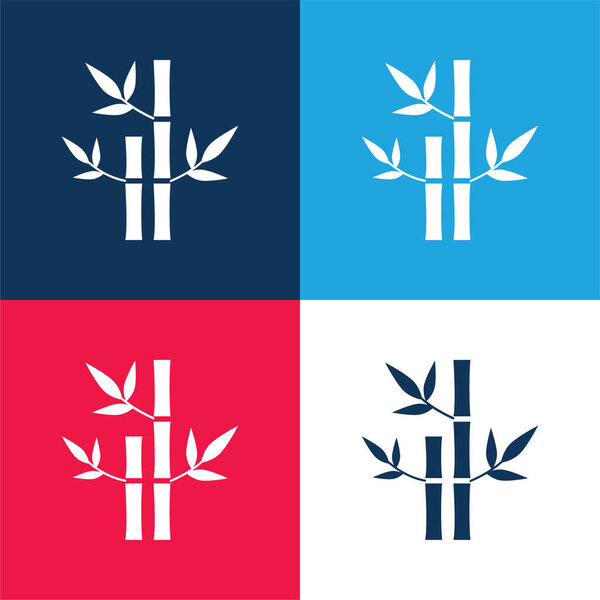 Bamboo Plants Of Spa blue and red four color minimal icon set