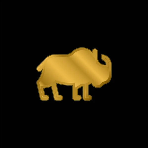 Bison Gold Plated Metalic Icon Logo Vector Royalty Free Stock Vectors