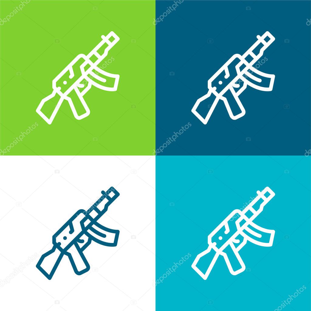 Assault Rifle Flat four color minimal icon set