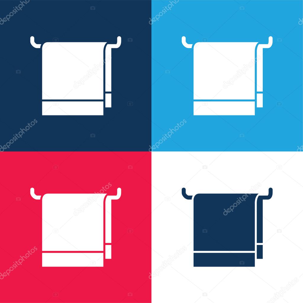 Bathroom Towel blue and red four color minimal icon set