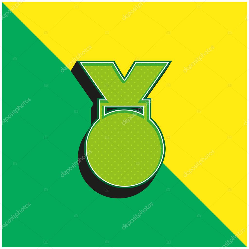Award Medal Green and yellow modern 3d vector icon logo