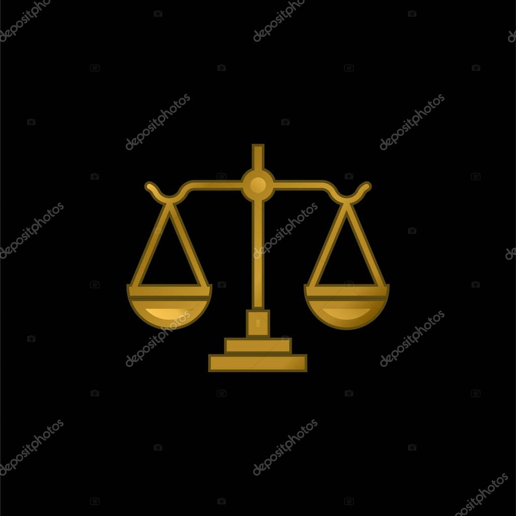 Balance gold plated metalic icon or logo vector
