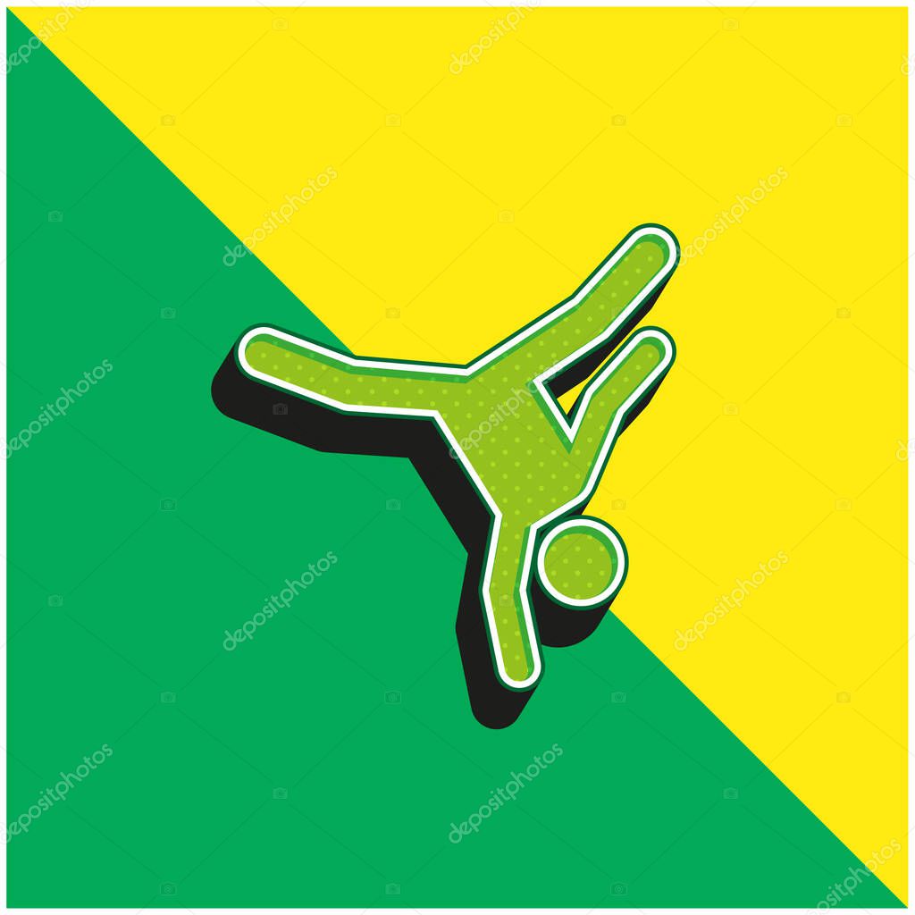 Breakdance Green and yellow modern 3d vector icon logo