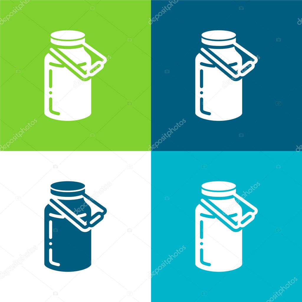 Bottle Flat four color minimal icon set