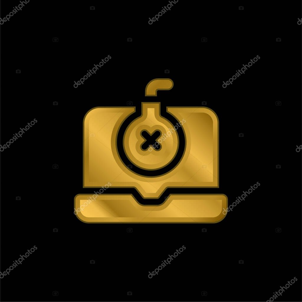 Bomb gold plated metalic icon or logo vector