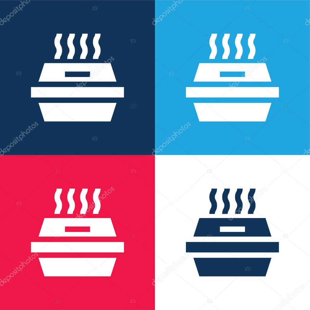 Box blue and red four color minimal icon set