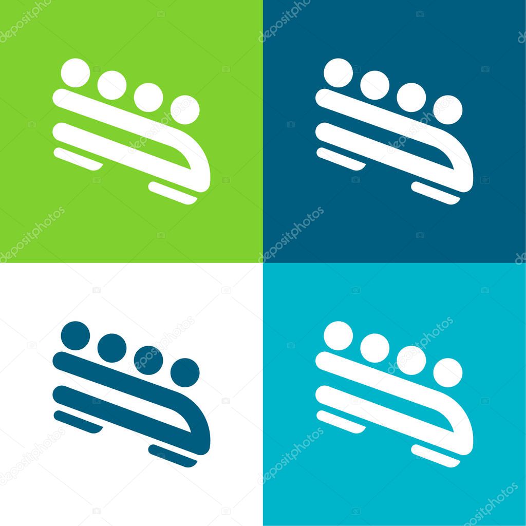Bobsled Flat four color minimal icon set