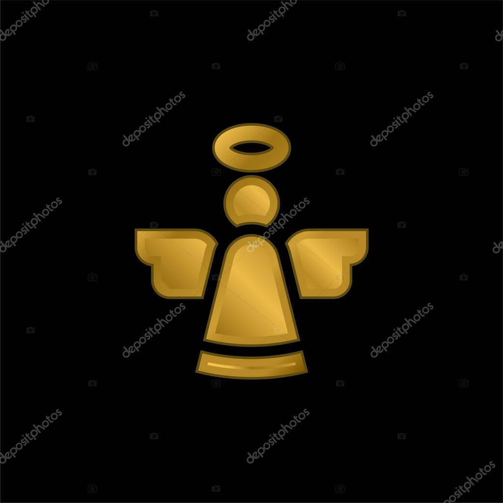 Angel gold plated metalic icon or logo vector
