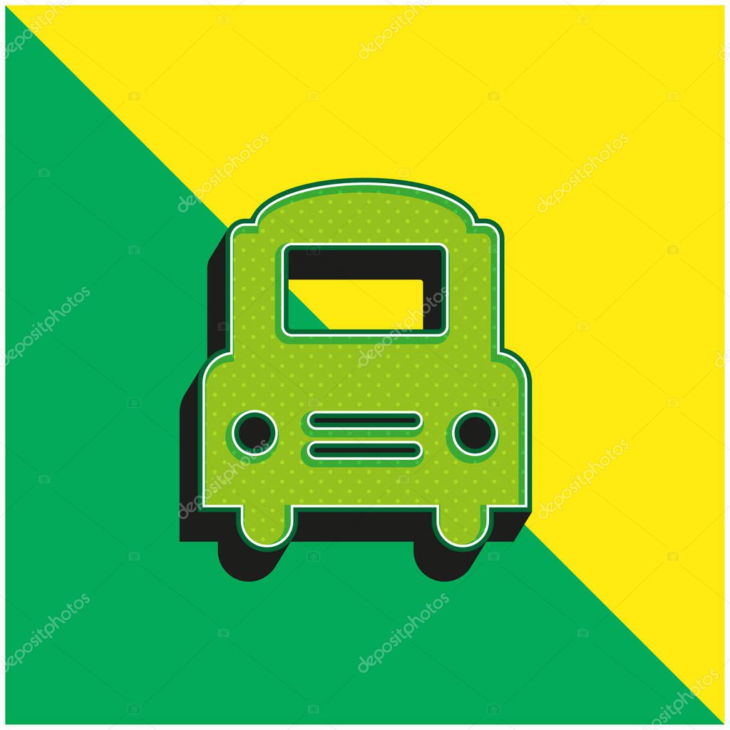 Big Bus Frontal Green and yellow modern 3d vector icon logo