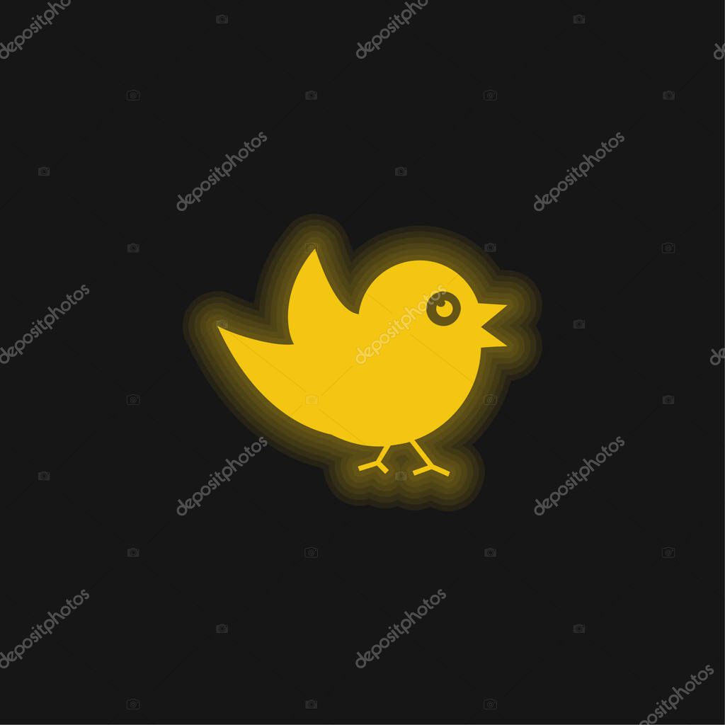 Bird Of Black Feathers yellow glowing neon icon