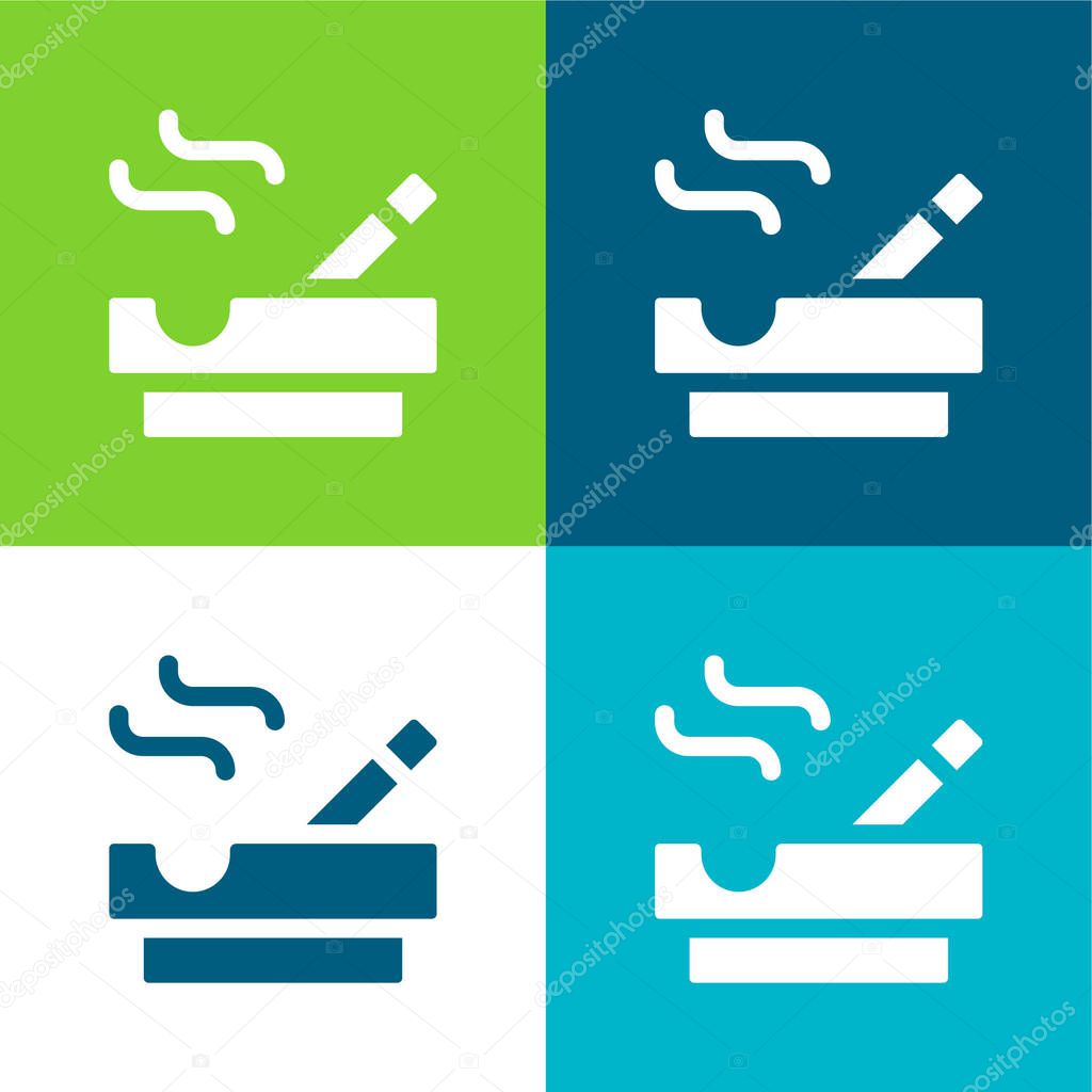 Ashtray Flat four color minimal icon set