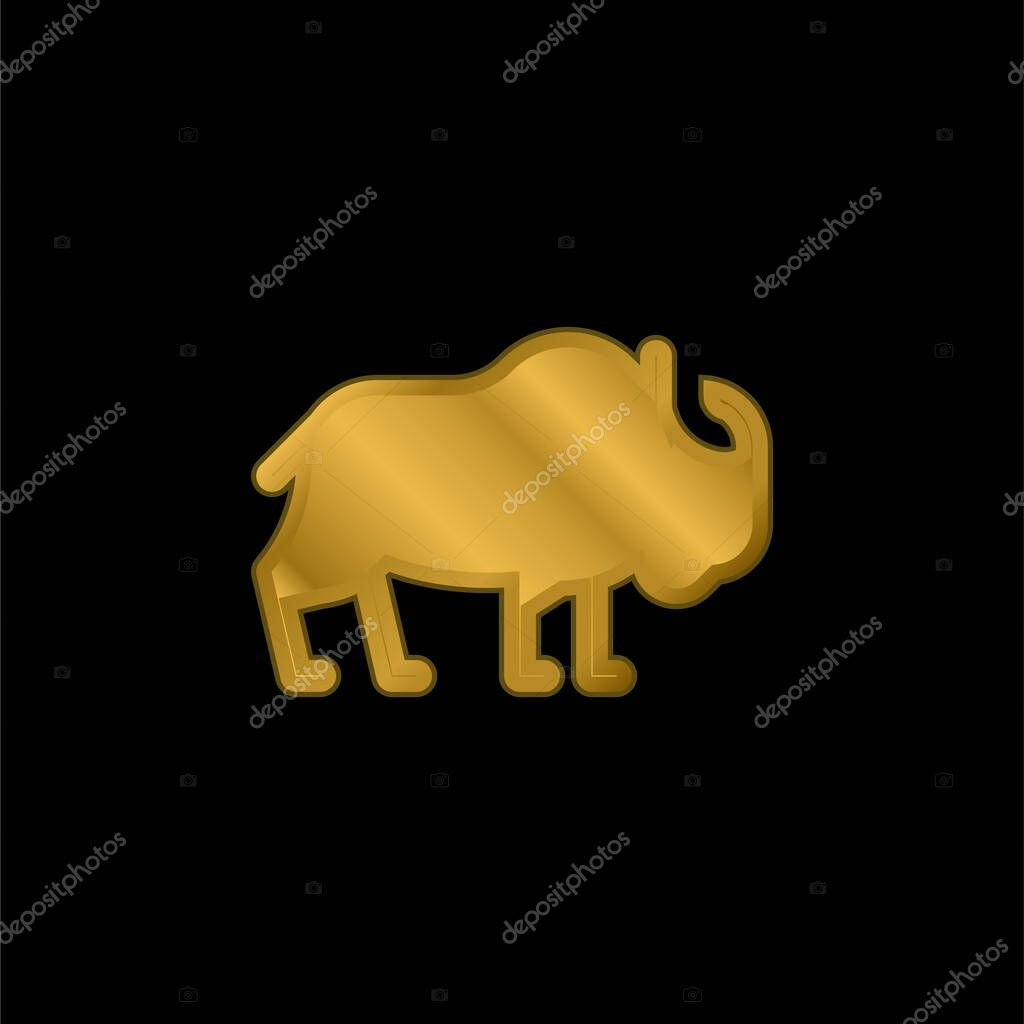 Bison gold plated metalic icon or logo vector