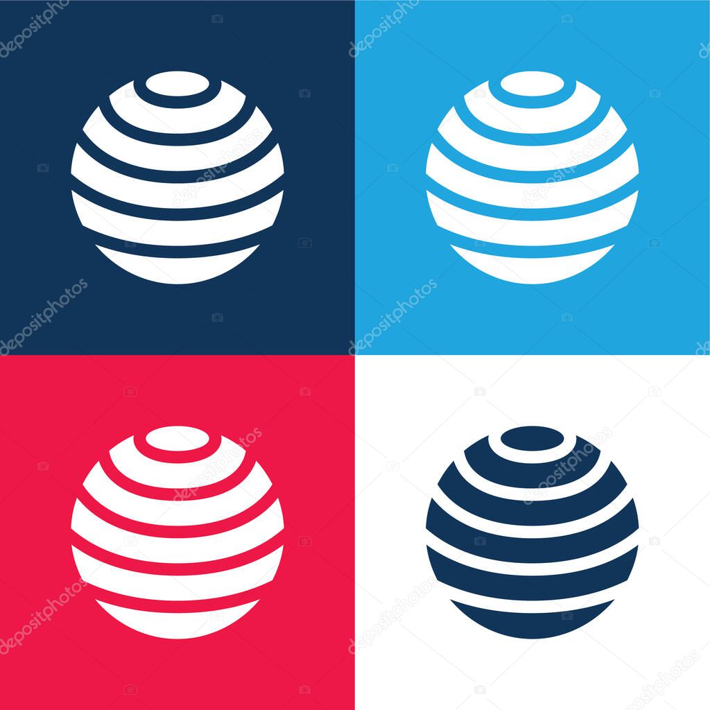 Ball blue and red four color minimal icon set