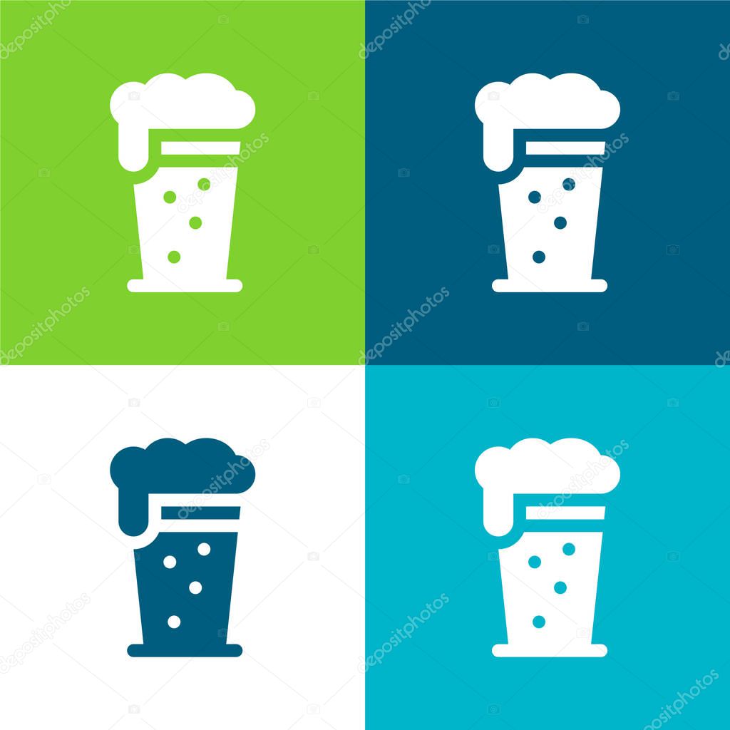 Beer Flat four color minimal icon set