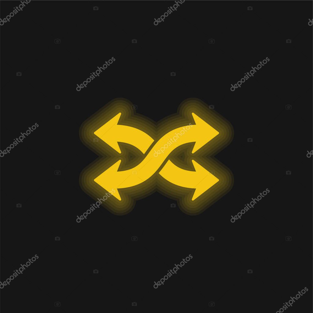 Arrows Mix yellow glowing neon icon