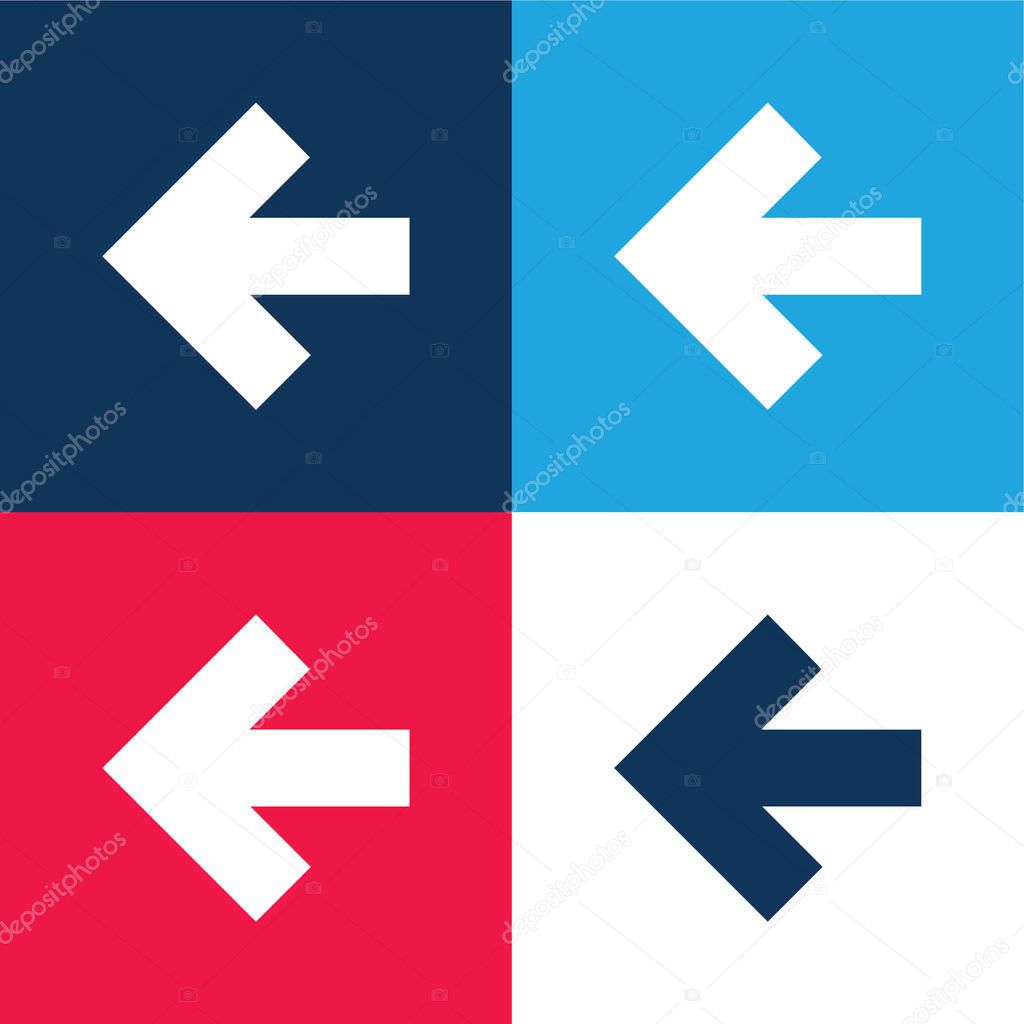 Arrow Pointing To Left blue and red four color minimal icon set