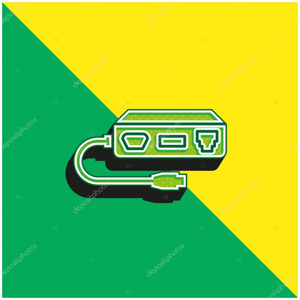 Adapter Green and yellow modern 3d vector icon logo