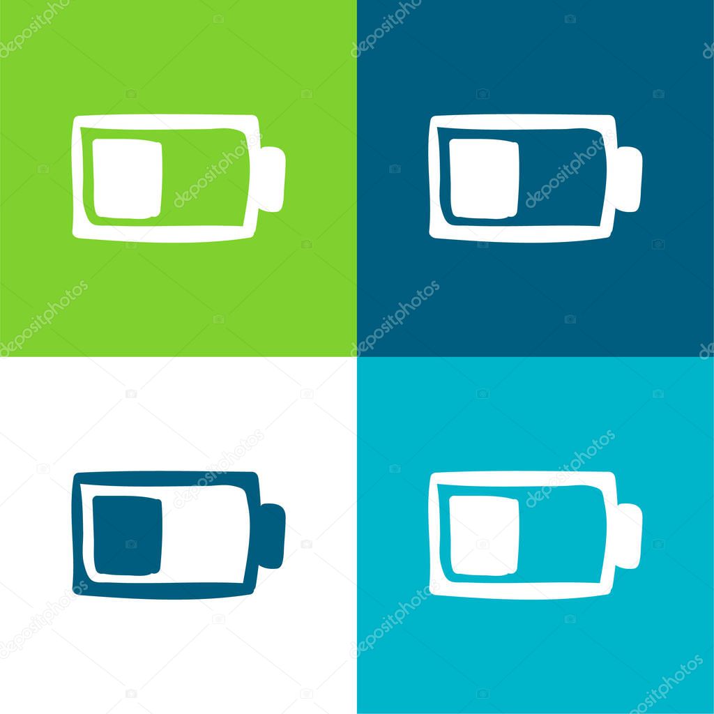 Battery Flat four color minimal icon set