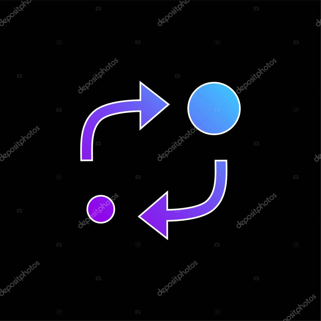 Analytics Symbol Of Two Circles Of Different Sizes With Two Arrows Between Them blue gradient vector icon